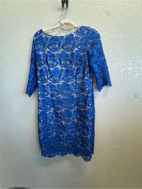 Eliza J Royal Blue Lace Midi Dress